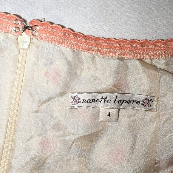 VINTAGE Nanette Lepore | Silk Floral Coquette Rose Print Trumpet Skirt	 | Size 4 - Picture 7 of 11